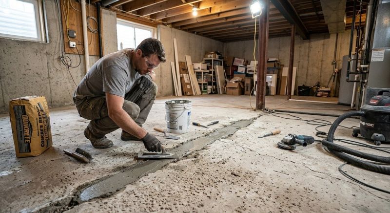 Cracked Basement Floor Repair in Attleboro, MA