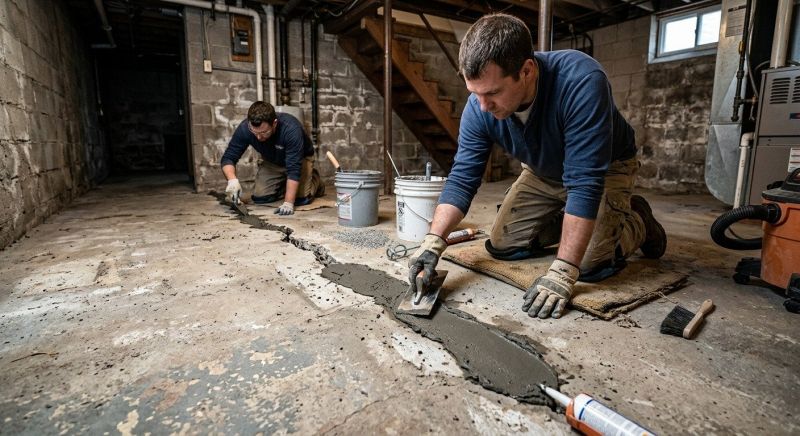 Cracked Basement Floor Repair in Attleboro, MA