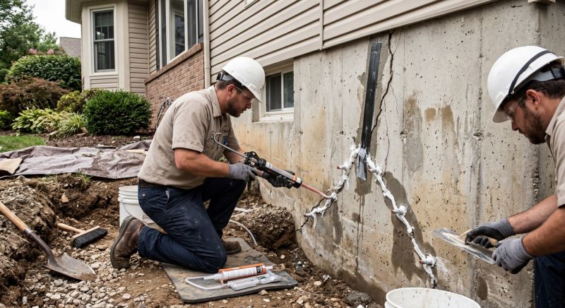 Cracked Foundation Repair in Raynham, MA